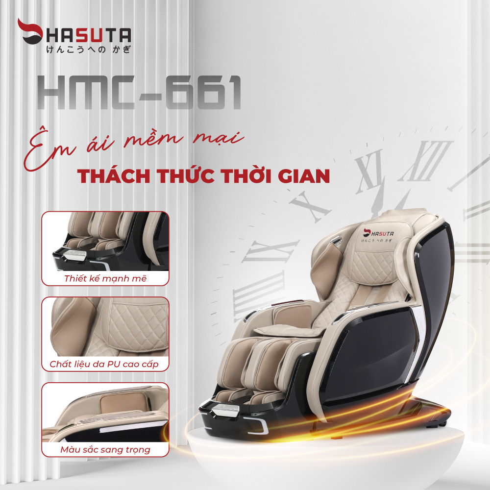 Ghế massage HMC-661 thiết kế tinh tế, chất liệu cao cấp, bền đẹp với thời gian