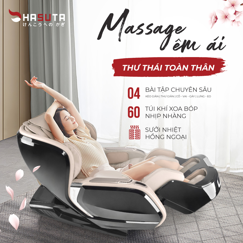 Ghế massage Hasuta với 4 bài tập chuyên sâu, cho trải nghiệm massage thư giãn trọn vẹn