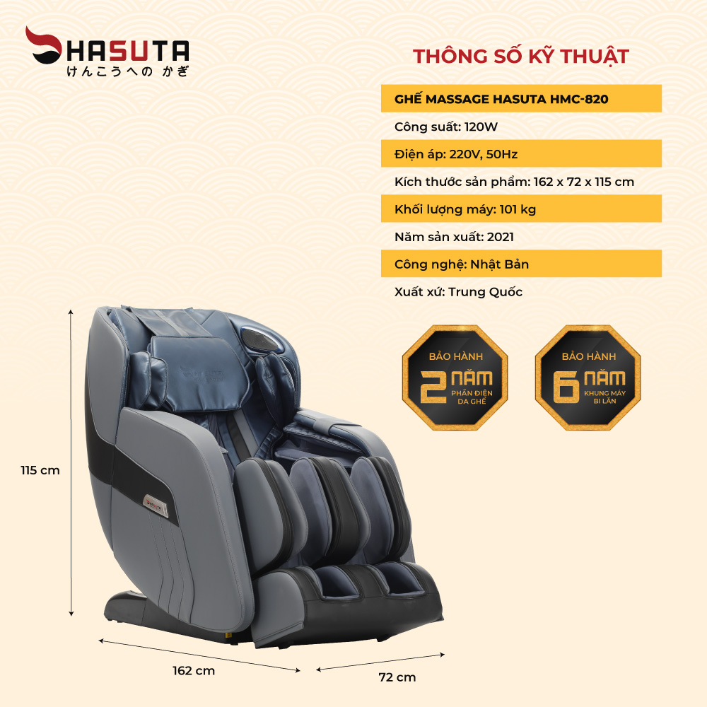 Thông số kỹ thuật ghế massage HMC-820