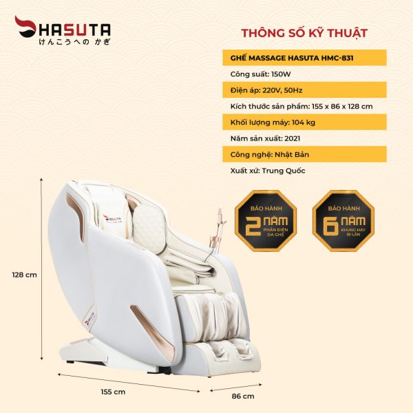 Thông số kỹ thuật ghế massage HMC-831